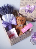 Hộp hoa lavender cái cấp kèm túi thơm, gấu và thiệp 0