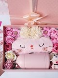 Set quà bình giữ nhiệt kèm bịt mắt mèo hồng 0