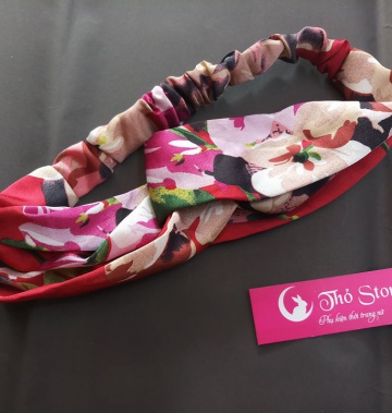 Băng đô lụa hoa màu đỏ