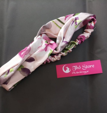 Băng đô lụa hoa màu hồng