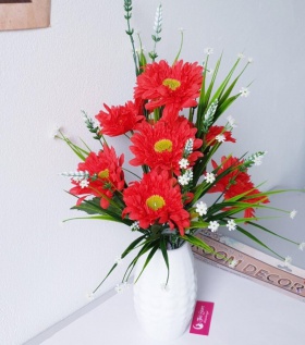 Bình hoa lụa cao cấp hoa đồng tiền tình yêu đằm thắm