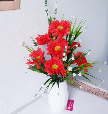 Bình hoa lụa cao cấp hoa đồng tiền tình yêu đằm thắm