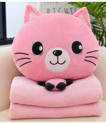 Bộ Chăn, Gối, Ủ tay 3 trong 1 hình mèo hồng