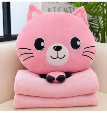 Bộ Chăn, Gối, Ủ tay 3 trong 1 hình mèo hồng