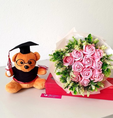 Gấu bông tốt nghiệp - hoa hồng vĩnh cửu