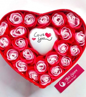 Hộp Hoa Sáp trái tim đèn Loveyou