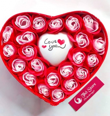Hộp Hoa Sáp trái tim đèn Loveyou
