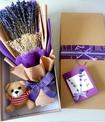 Hộp Lavender kèm móc khoá gấu bông