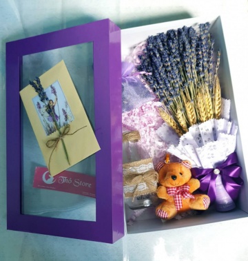 Hộp quà lavender cao cấp kèm gấu lọ và thiệp