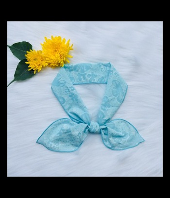 Khăn turban dài xanh ngọc họa tiết