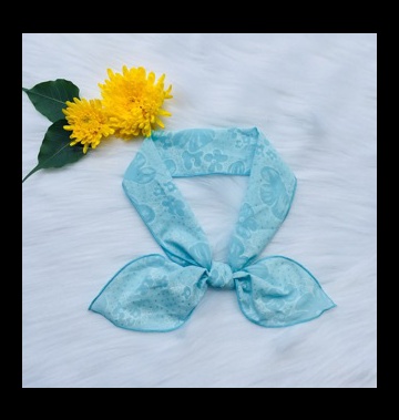 Khăn turban dài xanh ngọc họa tiết