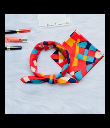 Khăn turban vuông  họa tiết caro