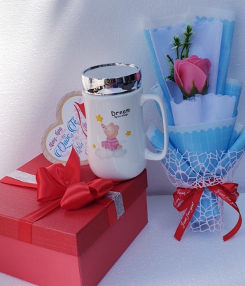 Set quà cốc sứ nắp gương