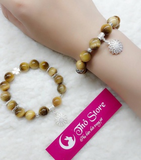 Vòng tay đá mắt hổ phong thủy màu nâu đất