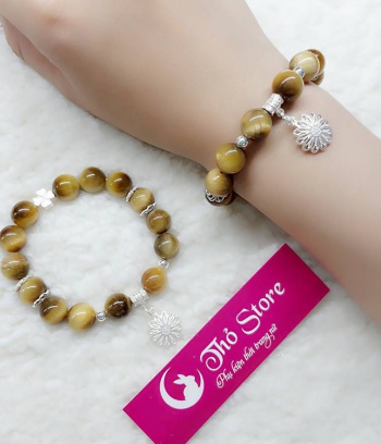 Vòng tay đá mắt hổ phong thủy màu nâu đất