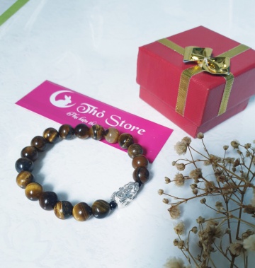 Vòng tay phòng thủy mặt kì lân màu nâu đất